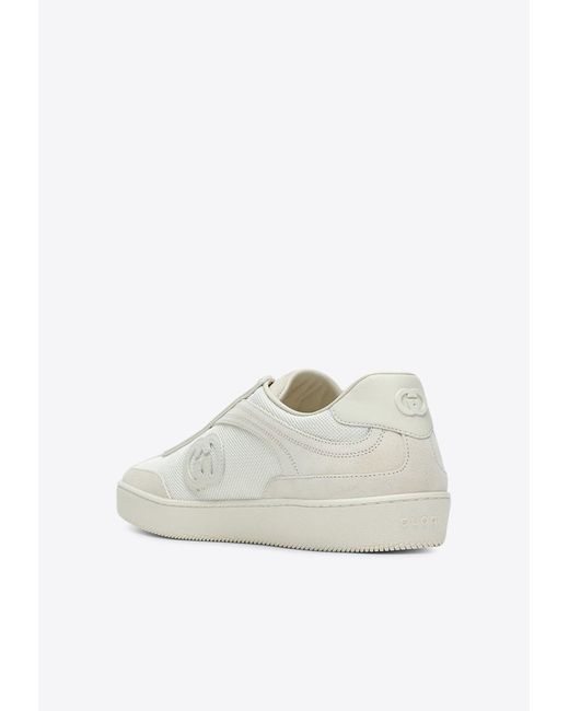 Gucci White G75 Suede And Leather Sneakers