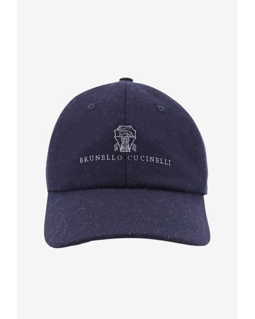 Brunello Cucinelli Blue Logo Baseball Cap for men