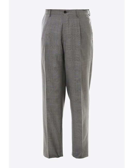 Etro Gray Straight-Leg Tailored Wool Pants for men