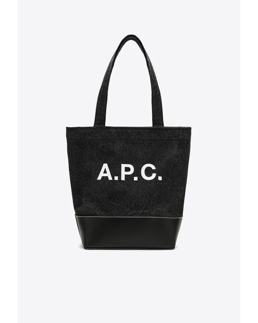 A.P.C. Black Small Axel Logo Print Tote Bag for men