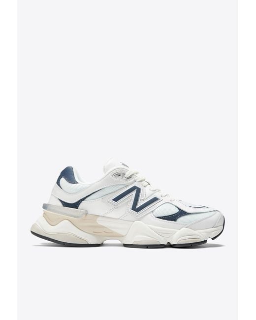 New Balance 9060 Lowtop Sneakers In White With Nb Navy And Sea Salt