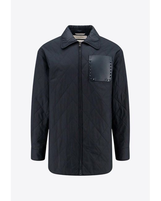 Valentino Blue Zip-Up Padded Jacket for men