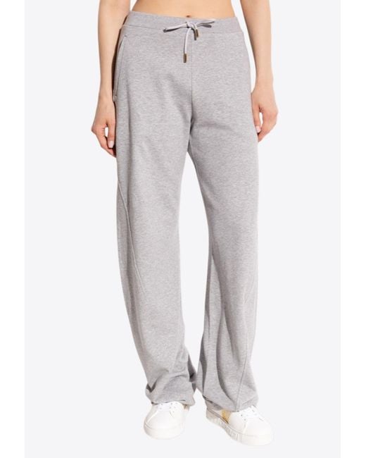 Versace Gray Debossed Logo Twisted Track Pants