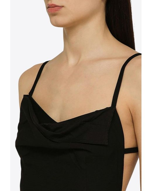 Jacquemus Black Saudade Asymmetric Draped Maxi Dress