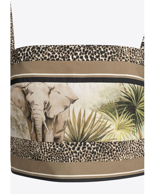 Elie Saab Gray Savannah Print Cropped Top