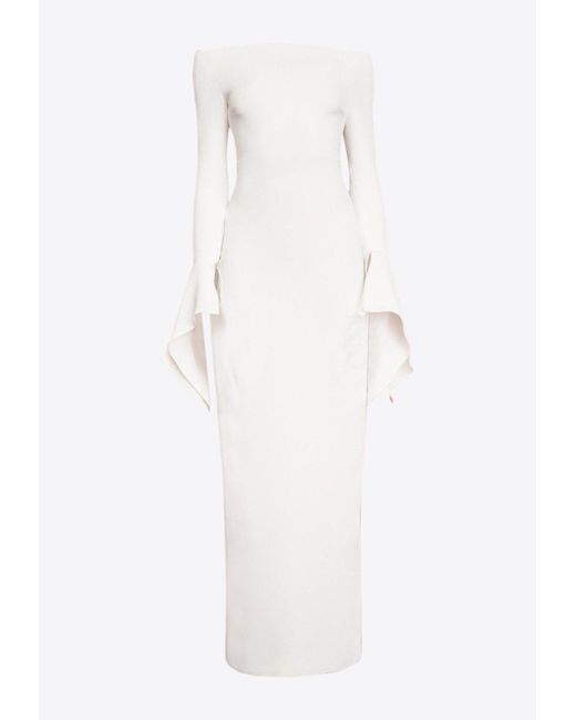 Solace London White Amalie Off-Shoulder Maxi Dress