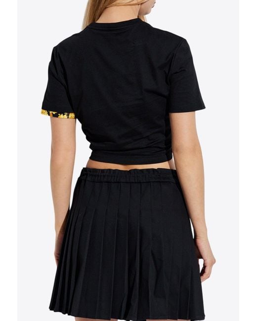 Versace Black Safety-Pin Twisted Cropped T-Shirt