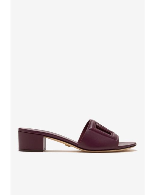 Dolce & Gabbana Purple Bianca 40 Dg Millennials Calf Leather Mules