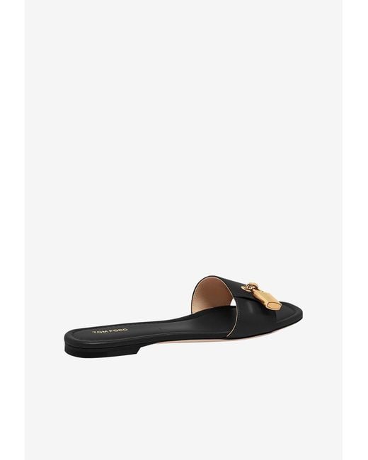 Tom Ford White Leather Padlock Slide