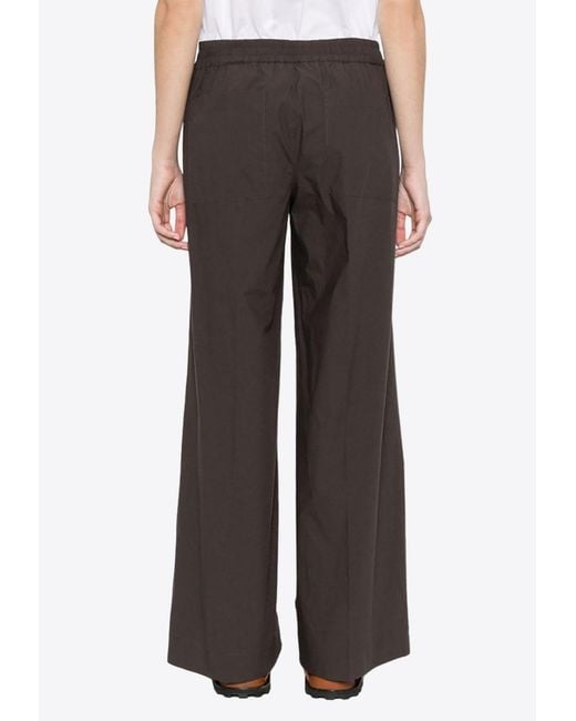 P.A.R.O.S.H. Brown Elastic-Waist Straight-Leg Pants