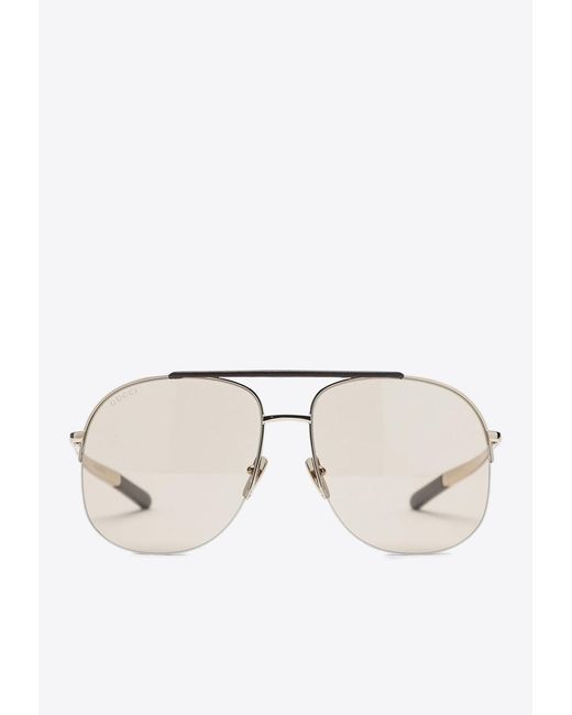 Gucci Natural Navigator Logo Sunglasses