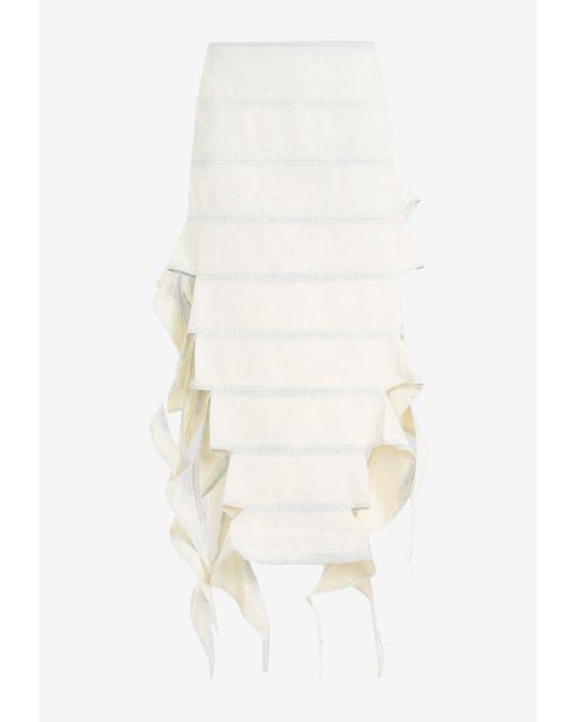 Y. Project White Bug Asymmetric Midi Denim Skirt