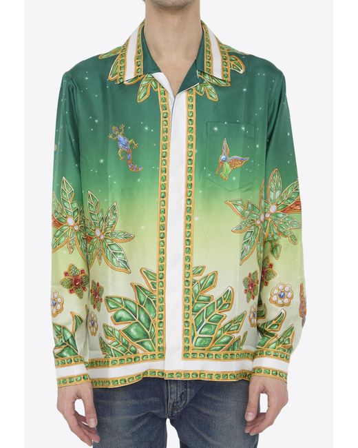 Casablancabrand Green Joyaux D'Afrique Long-Sleeved Shirt for men