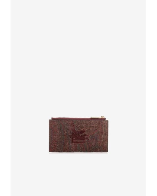 Etro Brown Pegaso-Embroiderd Cardholder