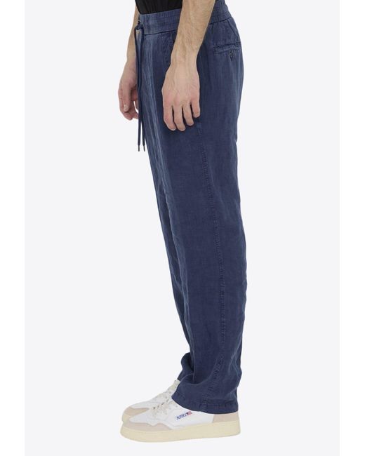 James Perse Blue Drawstring Straight-Leg Pants for men