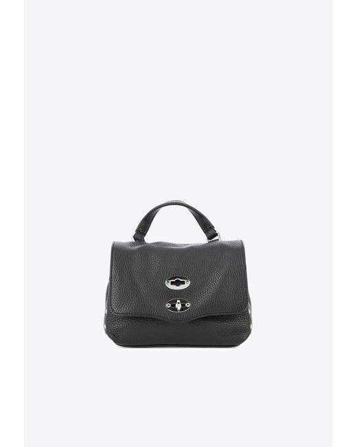 Zanellato Blue Baby Postina Tumbled Leather Shoulder Bag