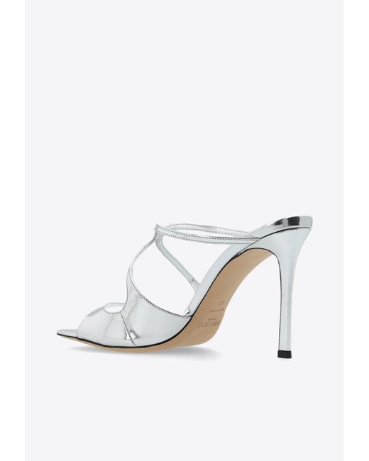 Jimmy Choo White Anise 95 Leather Mules