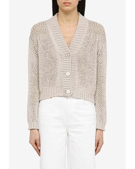 Roberto Collina White Knitted Cropped Cardigan