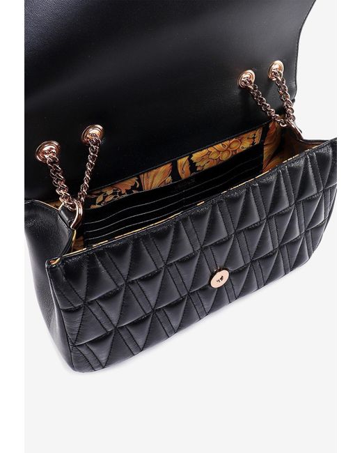 Versace Black Virtus Quilted Nappa Crossbody Bag