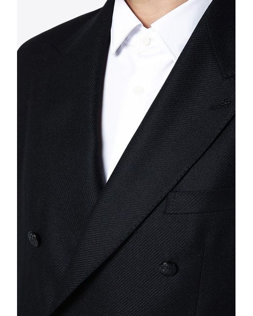Tagliatore Blue Double-Breasted Wool And Cashmere Blazer for men