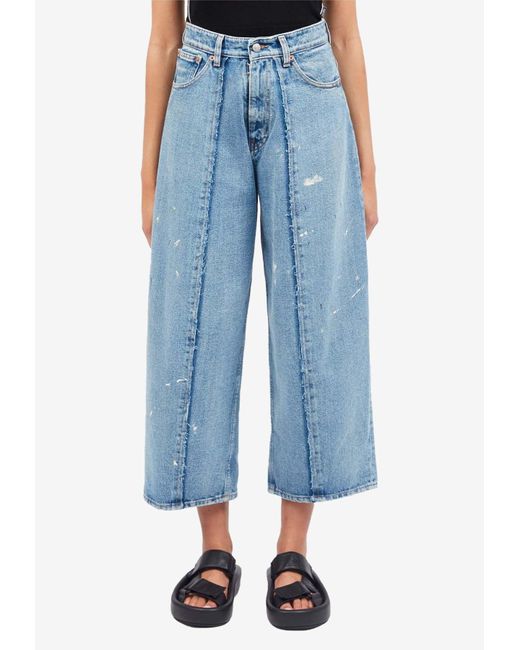 MM6 by Maison Martin Margiela Blue Distressed Cropped Jeans