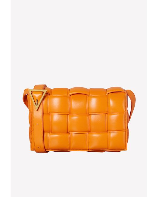 Bottega Veneta Orange Cassette Padded Intrecciato Leather Shoulder Bag