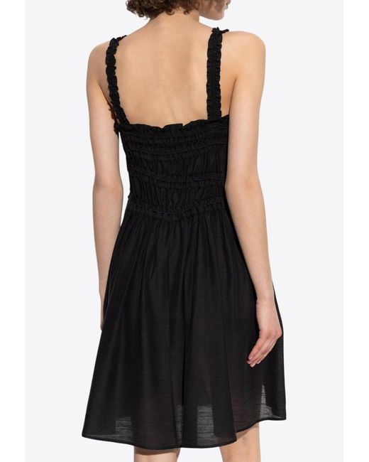 Tory Burch Black Sleeveless Rushed Mini Dress