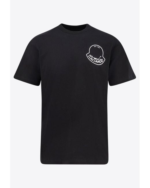 Moncler Black Logo Print Crewneck T-Shirt for men