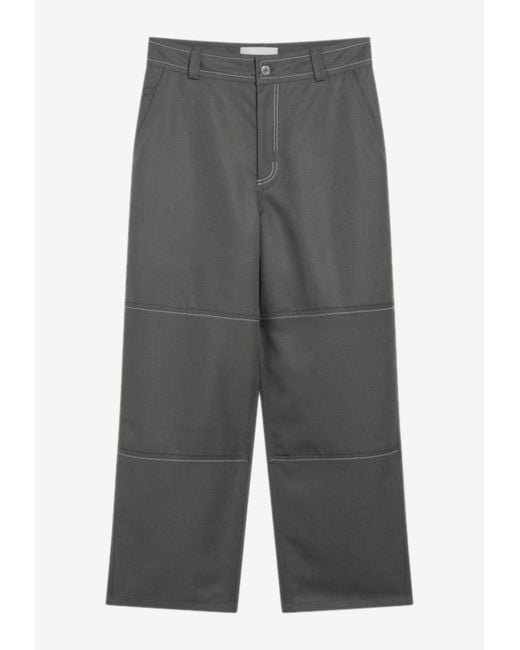 AMI Gray Workwear Wool Pants for men