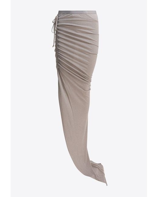 Rick Owens White Edfu Asymmetric Midi Skirt