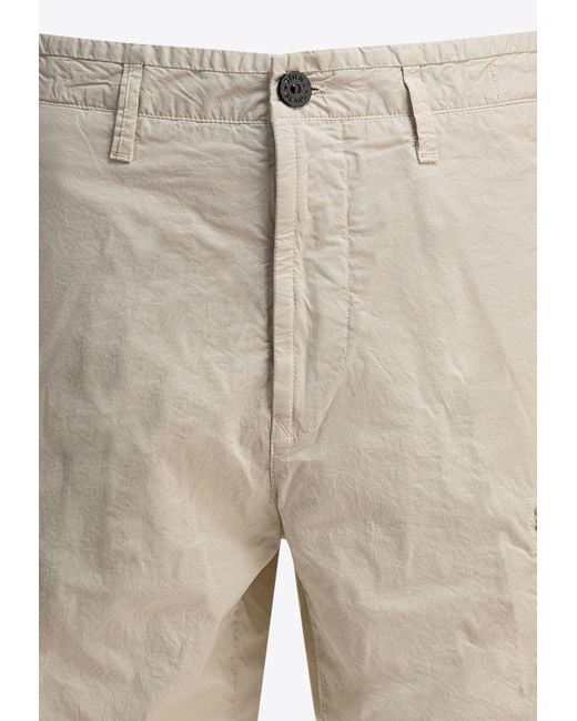 Stone Island White Compass Patch Bermuda Shorts for men