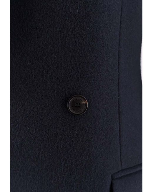 Balenciaga Blue Godet Double-Breasted Wool Coat