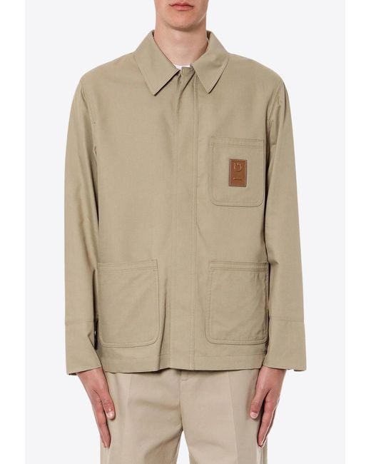 Ferragamo Natural Logo Patch Button-Up Jacket for men
