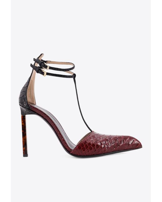 Tom Ford Red Python-Effect Leather Pumps