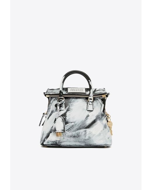 Maison Margiela Painted Calf Leather Mini Top-Handle Tote in Blue  