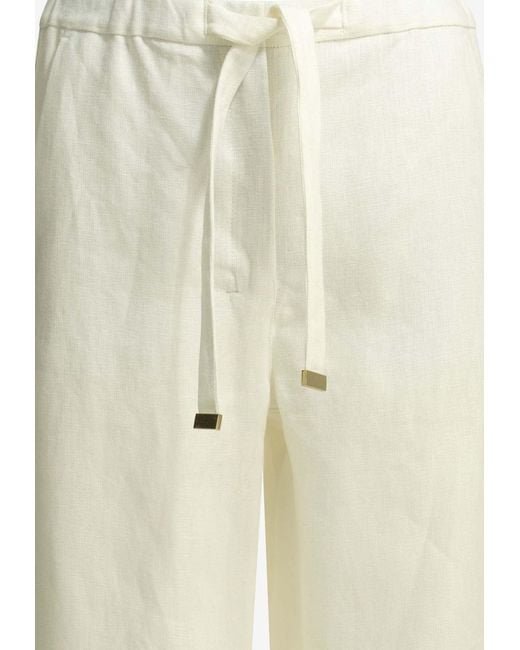 Max Mara White Amedea Elasticated Linen Pants