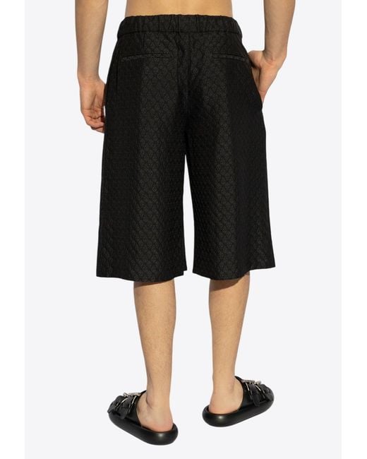 McQueen Black Patterned Bermuda Shorts for men