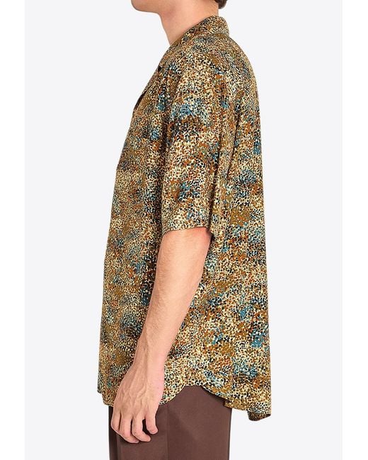 Saint Laurent Green Printed Buttoned Shirt for men