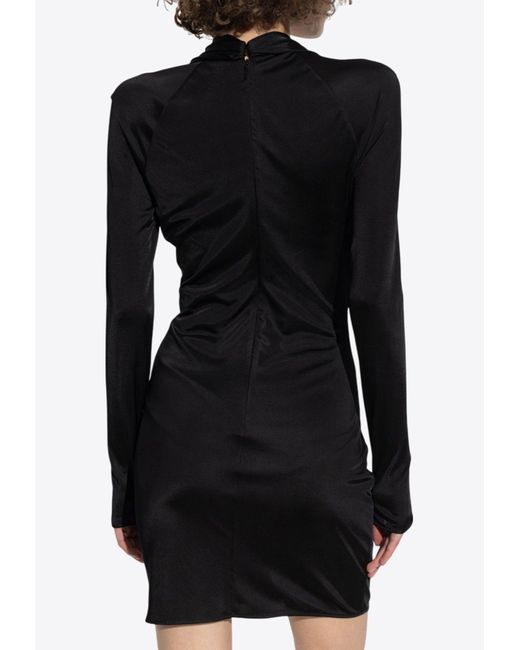 Versace Black Safety Pin Fitted Mini Dress