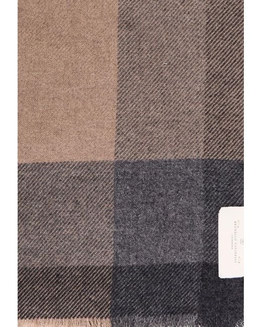 Brunello Cucinelli White Wool And Cashmere Scarf for men