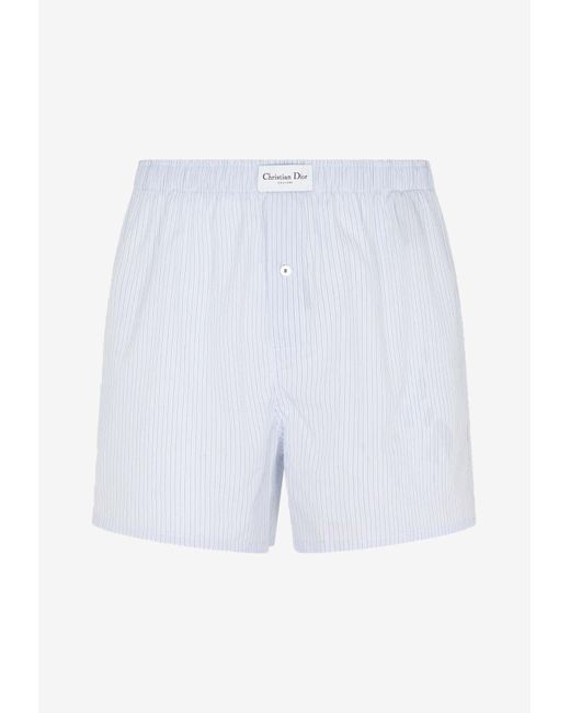 Dior White Striped Boxer Shorts for men