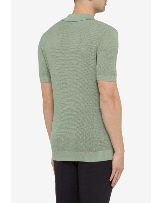 Tagliatore Green Knitted Polo T-Shirt for men