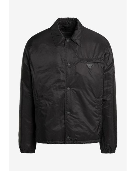Prada Black Triangle Logo Re-Nylon Padded Jacket for men