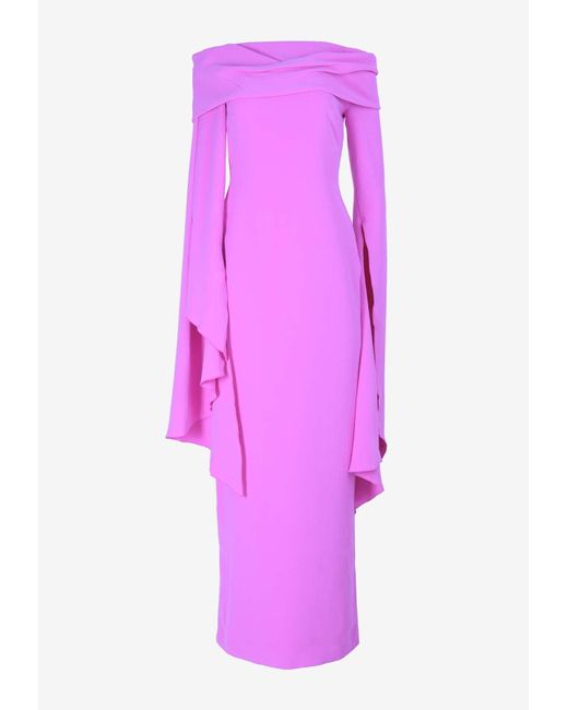 Solace London Pink Arden Off-Shoulder Maxi Dress