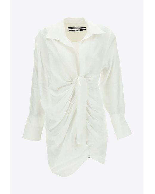 Jacquemus White La Robe Bahia Mini Shirt Dress