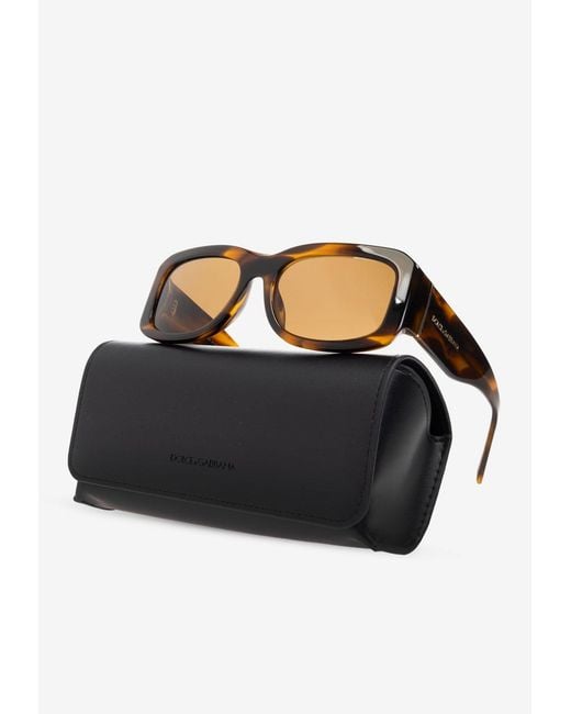 Dolce & Gabbana Natural Rectangular Logo Sunglasses for men