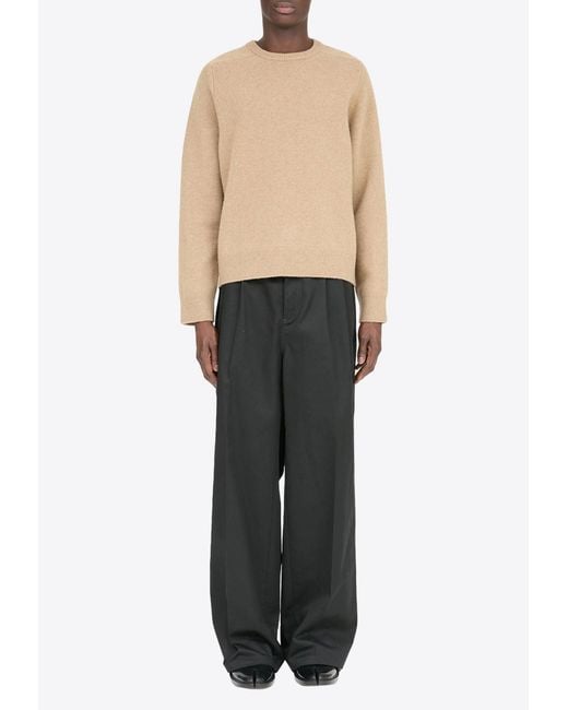 Maison Margiela Natural Crewneck Wool Sweater for men