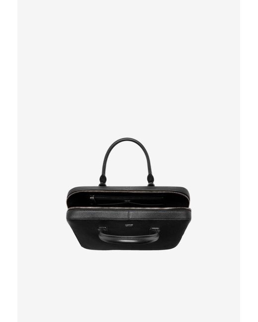 Tom Ford Black Elliot Leather Briefcase for men