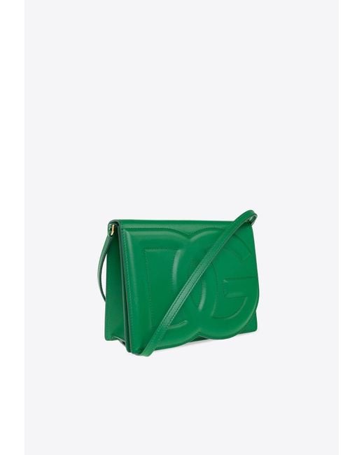 Dolce & Gabbana Green Dg Logo Leather Shoulder Bag