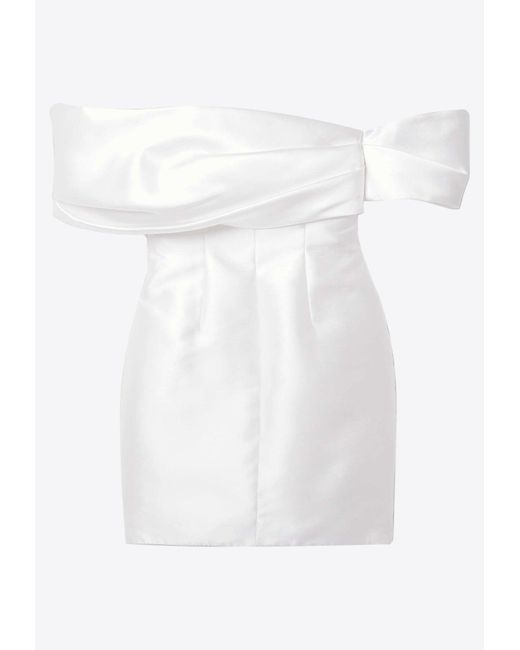 Solace London White Edda Off-the-shoulder Faille Mini Dress